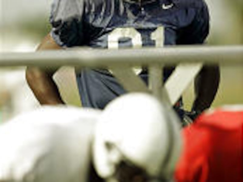 Penn State defensive end Tamba Hali looks on during practice for the Orange Bowl last week.