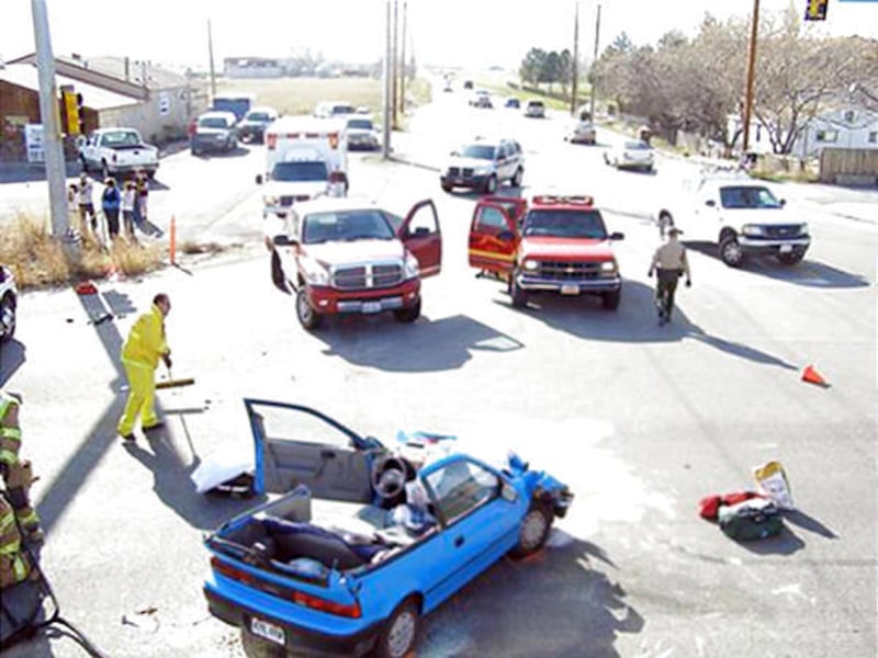 Three teenagers in a Geo Metro were flown to nearby hospitals in critical condition after the car they were driving hit a pickup truck on state Route 36 in Erda on Tuesday.