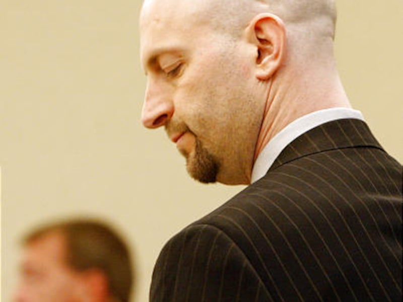 Eugene Christopher Wright shakes his head Friday as verdict is read after 11 hours of deliberations.