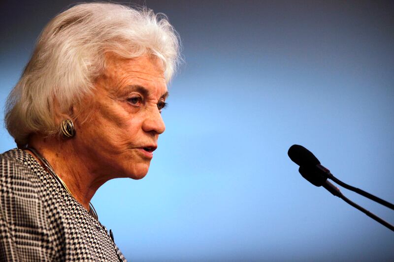 Former Supreme Court Justice Sandra Day O’Connor delivers a lecture at the New York Law School, Tuesday, April 6, 2010.