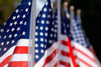 United States flags displayed as tribute of military veterans in the United States of America.