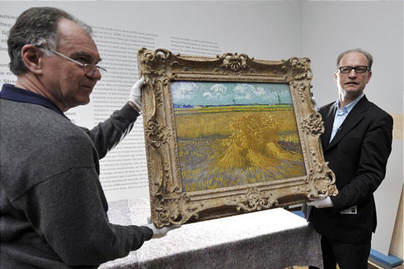 "Wheat Field" (1888) by Vincent van Gogh is shown to the media on April 18 in Basel.