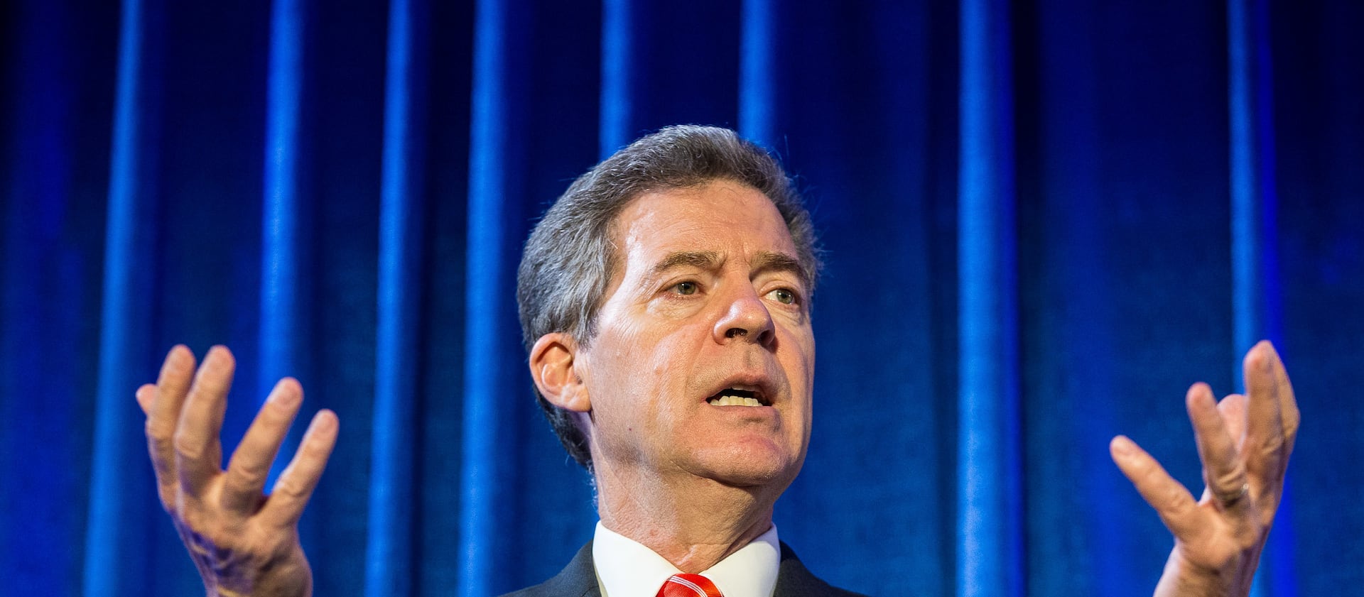 Ambassador Sam Brownback delivers a speech about religious freedom during the 25th annual International Law and Religion Symposium at BYU’s J. Reuben Clark Law School in Provo, Utah, on Monday, Oct. 8, 2018.