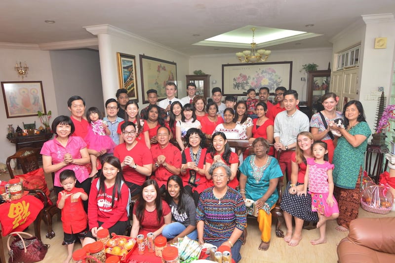 The Wong family celebrates the Chinese New Year with friends and family.