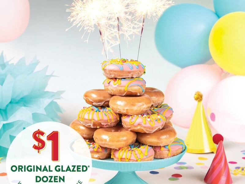 Krispy Kreme is offering a dozen glazed doughnuts for $1 for the company's 82nd birthday.