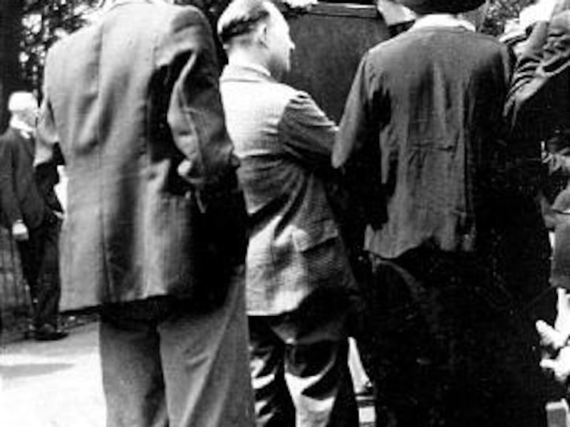 Then-Elder Hinckley speaks to Britons while on his mission in London. He left for England in June 1933.