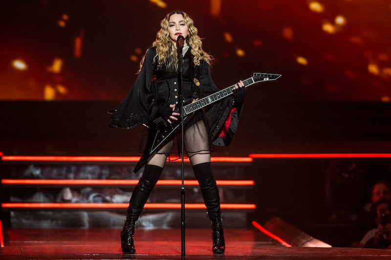 Madonna performs during her “Rebel Heart Tour” at the KFC Yum! Center in Louisville, Ky.
