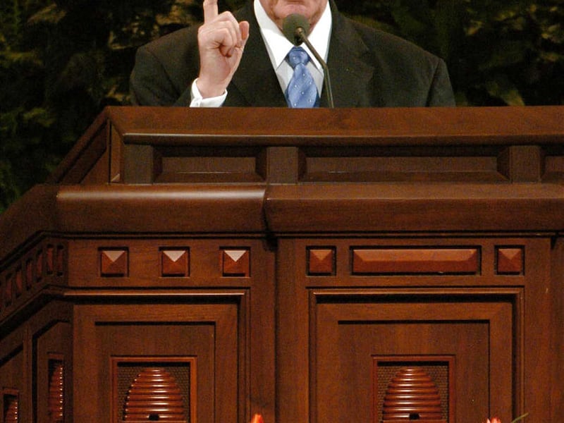 Harold G. Hillam of the quorum of the seventy speaks during the Saturday afternoon session of the 175 semi-annual general conference of the Church of Jesus Christ of Latter-day Saints in Salt Lake City, Utah Saturday April 2, 2005.