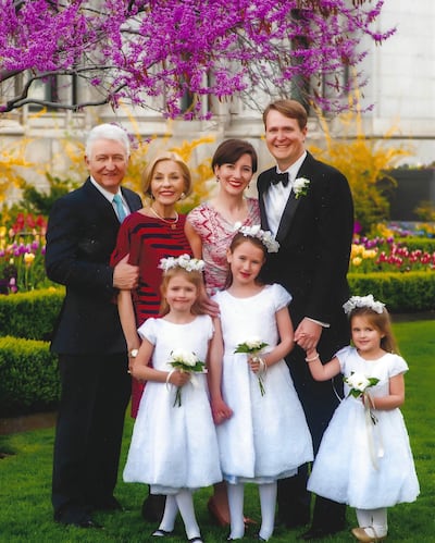 Ariel Bybee with her husband James E. Ford, daughter Neylan McBaine, son-in-law Elliot C. Smith and Bybee's three granddaughters.