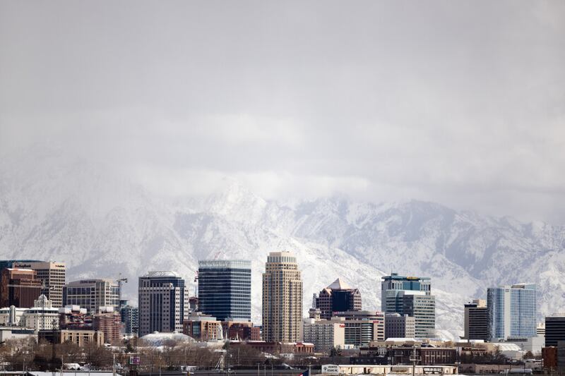 The Salt Lake City downtown skyline is seen after a snowstorm. | Photo by Ryan Sun, Deseret News
