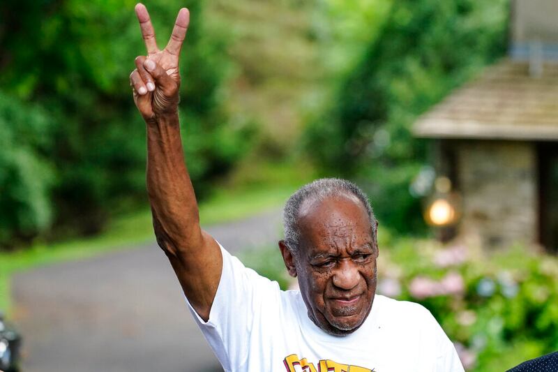 Bill Cosby outside his home in Elkins Park.