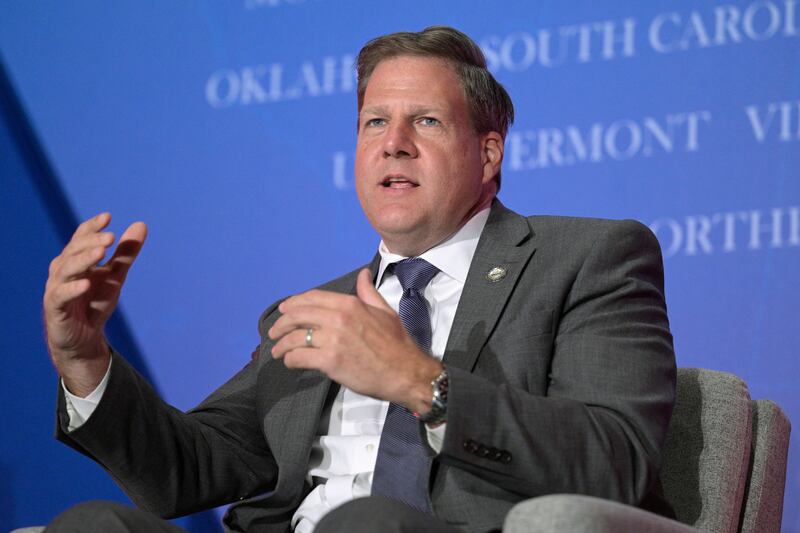 New Hampshire Gov. Chris Sununu takes part in a panel discussion during a Republican Governors Association conference in Orlando, Fla.