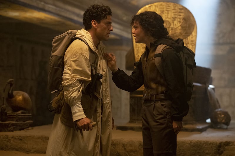 Marc Spector/Steven Grant and Layla El-Faouly in Marvel Studios’ “Moon Knight.”