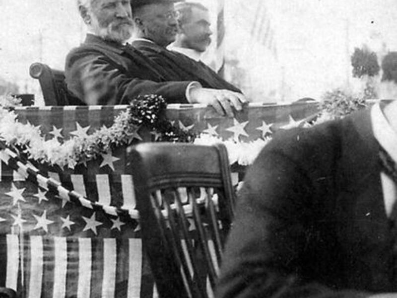 Theodore Roosevelt riding through Salt Lake City.