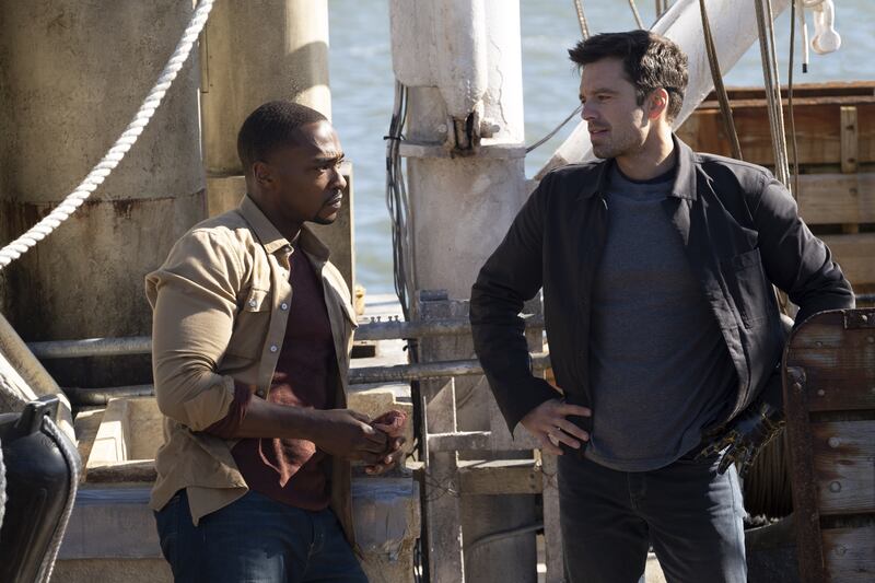 Falcon/Sam Wilson (Anthony Mackie) and Winter Soldier/Bucky Barnes (Sebastian Stan) in ‘Falcon and The Winter Soldier.’