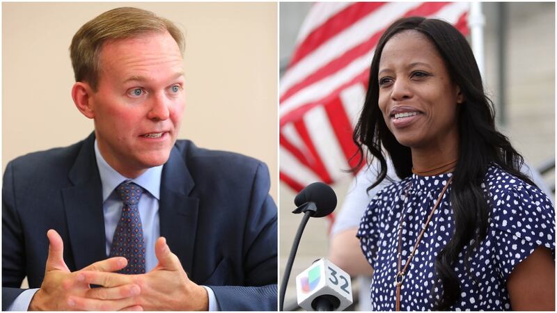 Salt Lake County Mayor Ben McAdams, left, is the Democratic candidate for Utah's 4th Congressional District. Republican Mia Love, right, will face him in November's election.