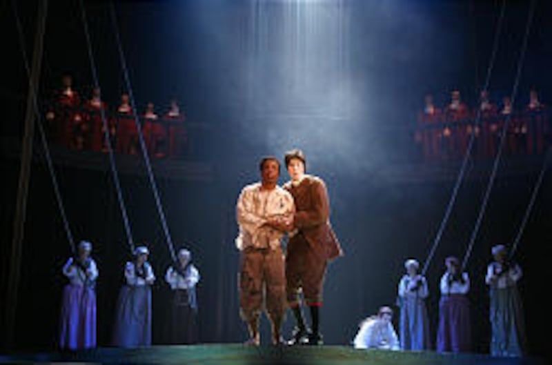 Uzo Aduba and Xanthe Elbrick is a scene from "Coram Boy."