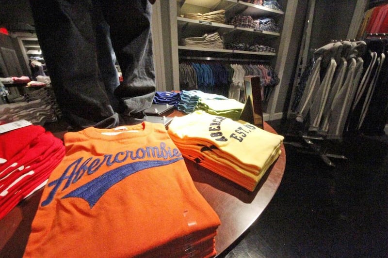 T-shirts are displayed inside an Abercrombie & Fitch store in Bethel Park, Pa., on Tuesday, May 17, 2011. Abercrombie & Fitch has recently come under fire for statements made by CEO Mike Jeffries in 2006.