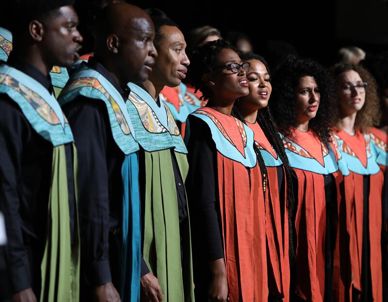 The Debra Bonner Unity Gospel Choir, an independent LDS choir, performs "Calvary" during the 109th NAACP Annual Convention at the Henry B. González Convention Center in San Antonio on Sunday, July 15, 2018.