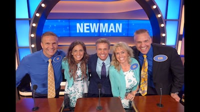 From left to right: Joe Newman, Michelle Ellsworth, Dave Newman, Lisa Aldridge and Ken Newman. The Newman family's third episode on "Family Feud" airs Oct. 8 at 5:30 p.m.