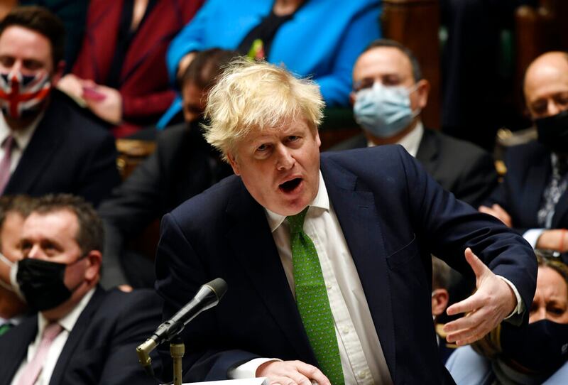 Britain’s Prime Minister Boris Johnson speaks during Prime Minister’s Questions in the House of Commons.