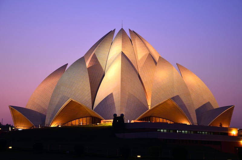 The Lotus Temple, shown on Dec. 28, 2013, in Delhi, India, is a Baha'i House of Worship and was completed in 1986.
