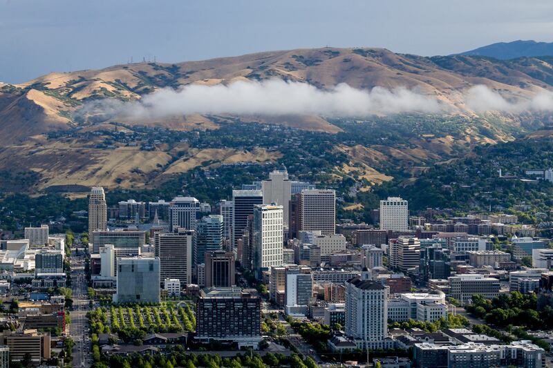 FILE - Downtown Salt Lake City is pictured on Wednesday, July 26, 2017. Author and historian Wallace Stegner, who died 25 years ago this spring, lived in the city for 14 years.