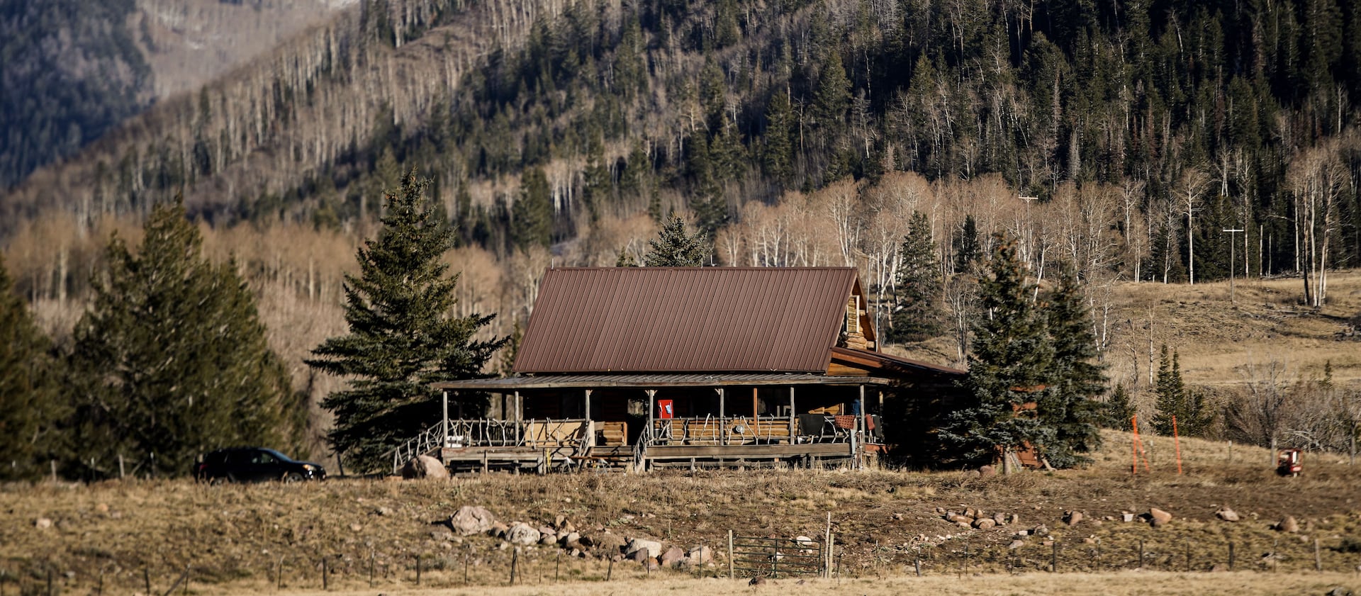 A cabin that belonged to the “Yellowstone” fictional character Rip Wheeler, played by Cole Hauser, at Thousands Peaks Ranch.