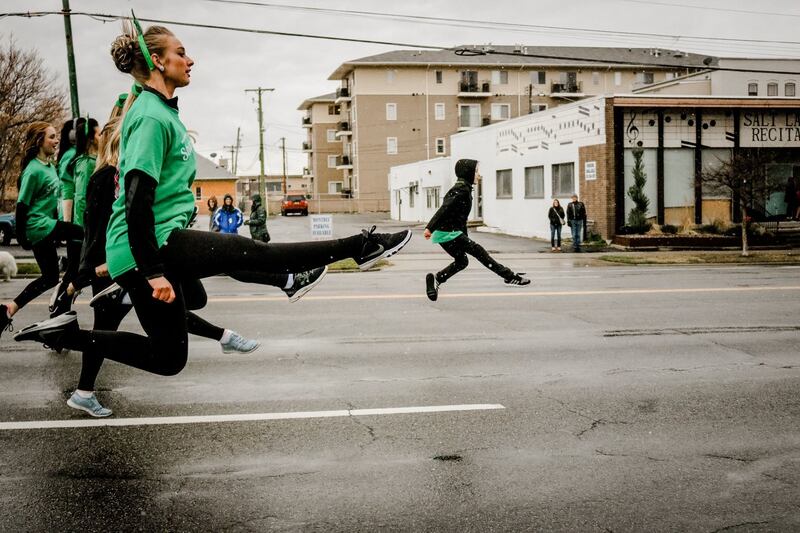 Scariff school students help promote "Riverdance" by participating in the Saint Patrick's Day Parade that took place March 17 and was put on by the Hibernian Society of Utah.