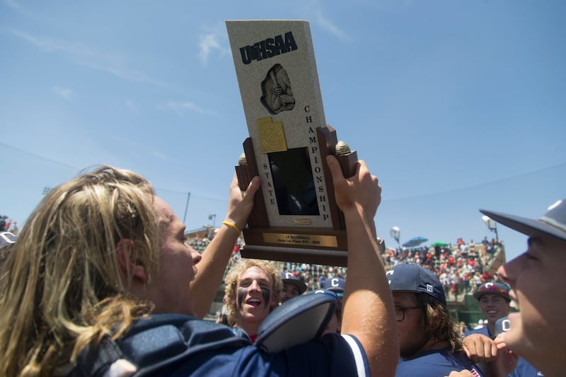 Crimson Cliffs baseball claims the 4A state championship with 6-0 win over Snow Canyon Saturday, May 21, 2022.