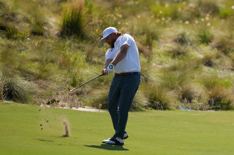 Zac Blair hits from the fairway on the 13th hole during the first round of the U.S. Open Thursday, June 13, 2024, in Pinehurst, N.C.