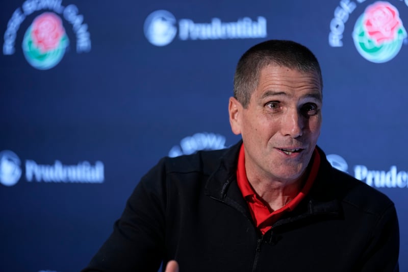 Utah offensive coordinator Andy Ludwig answers questions ahead of the Rose Bowl game against Penn State Dec. 30, 2022.