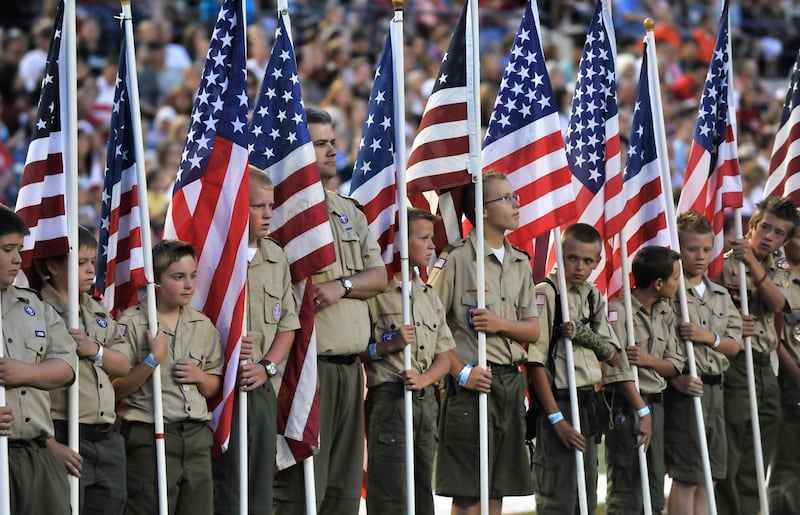 Boy Scouts at the Stadium of Fire at LaVell Edwards Stadium in Provo, Utah, Saturday, July 3, 2010.