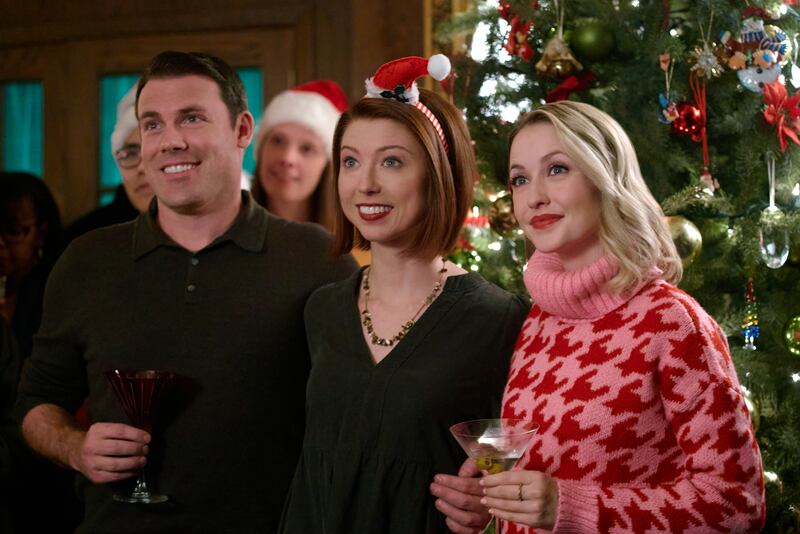 Michael Strickland, Cora Matheson and Emily Tennant in ‘Holiday Hotline.’