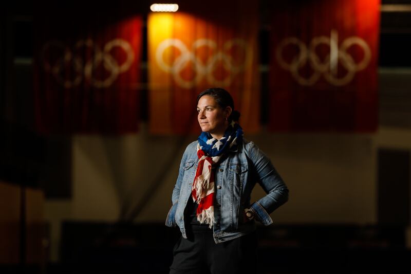 Catherine Raney Norman, Olympic speedskater and Salt Lake City-Committee for the Games bid leader, poses for a portrait at Utah Olympic Oval in Kearns on Saturday, Aug. 28, 2021.