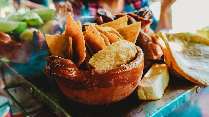 Corn chips in a bowl.