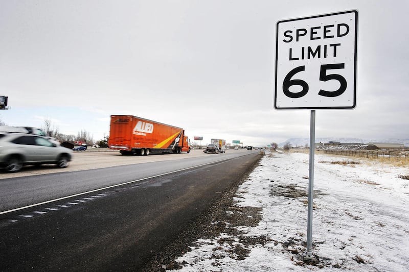 A speed limit sign is posted along I-15 Monday, Jan. 13, 2014, near Roy. The House approved a bill Friday that would allow the speed limit to be raised as high as 80 mph on highways and freeways throughout the state.