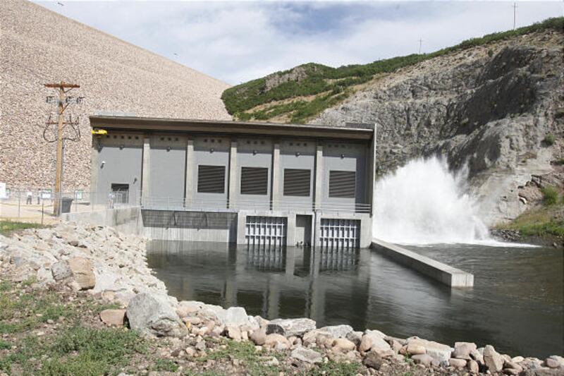 A hydroelectric plant at the Jordanelle Reservoir dam near Heber City began generating power in July. It was dedicated Wednesday.