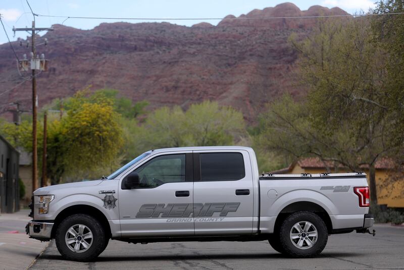 A Grand County sheriff vehicle is pictured in Moab on Saturday, April 18, 2020.