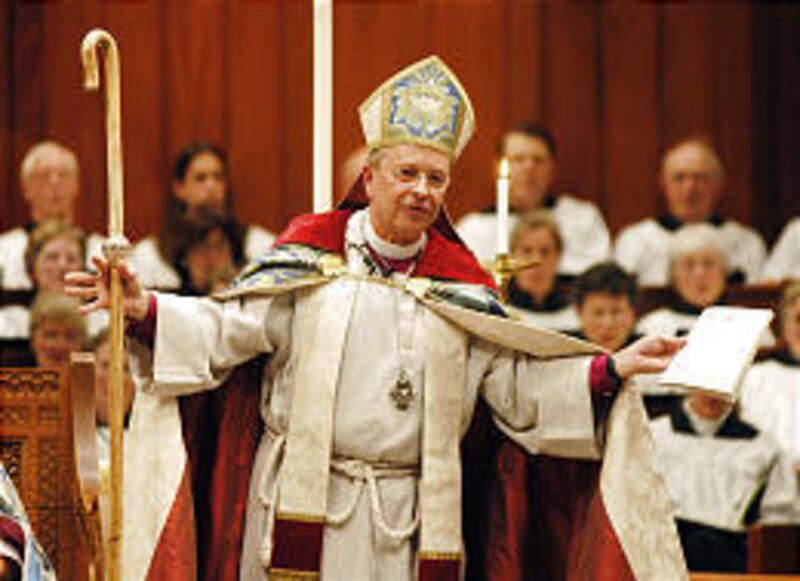 V. Gene Robinson addresses an audience after his investiture as the Episcopal Church's first openly gay bishop on Sunday at St. Paul's Church in Concord, N.H.