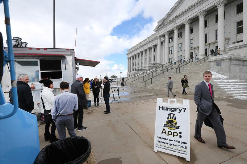 Food trucks at the Utah State Capitol on Friday, Feb. 24, 2017.