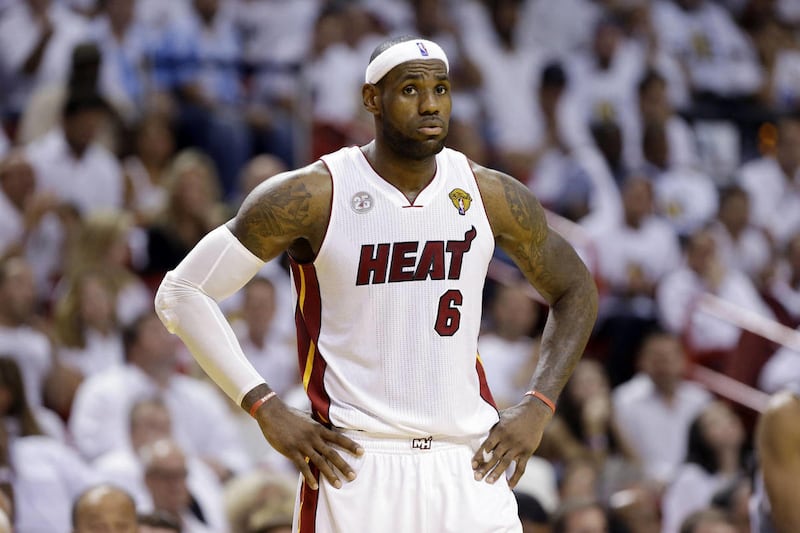 Miami Heat small forward LeBron James (6) during the second half of Game 6 of the NBA Finals basketball game against the San Antonio Spurs, Tuesday, June 18, 2013 in Miami. (AP Photo/Lynne Sladky)