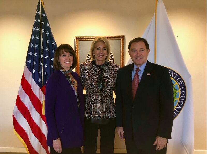 Utah Gov. Gary Herbert and State Superintendent of Public Instruction Sydnee Dickson met with Secretary of Education Betsy DeVos Monday to discuss Utah's proposed waiver from student testing requirements of the federal Every Student Succeeds Act.