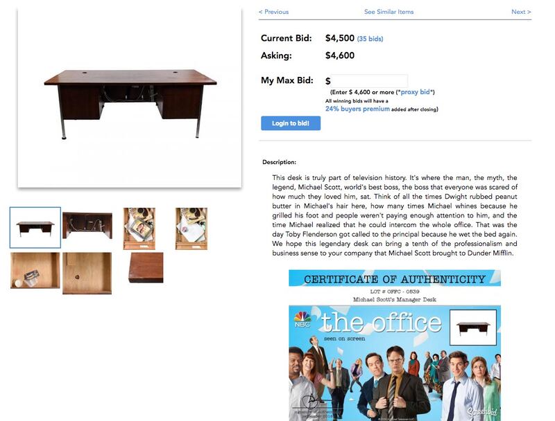 A photo of Michael Scott's desk at Dunder Mifflin from "The Office."