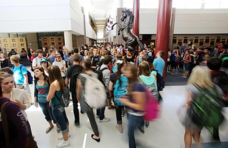 Herriman High students leave school Friday, May 31, 2013. A grass-roots effort is underway in the southwest end of the valley of Salt Lake County to derail the Jordan School Districts efforts to encourage voters to pass a $495 million bond.