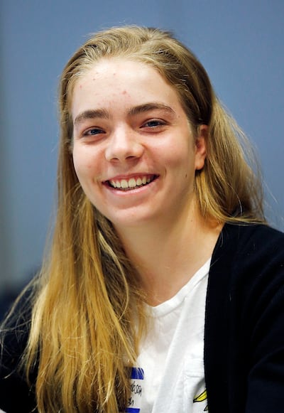 Shannon Lambson of Highland High School poses for a photo during the Beyond the March student forum at the Utah State Office Building in Salt Lake City on Monday, March 19, 2018.