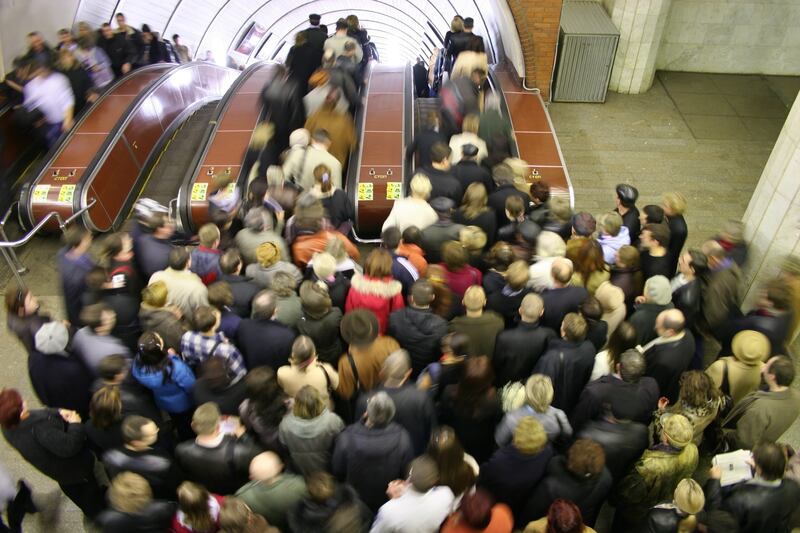 Twenty-four people were injured after an escalator malfunctioned in Rome on Tuesday.