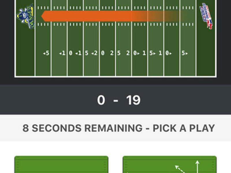 This screenshot released by Project FANchise Inc. and Salt Lake Screaming Eagles shows the app where fans will be able to vote on play calls for the expansion Salt Lake Screaming Eagles of the Indoor Football League. The founders of the team are letting f