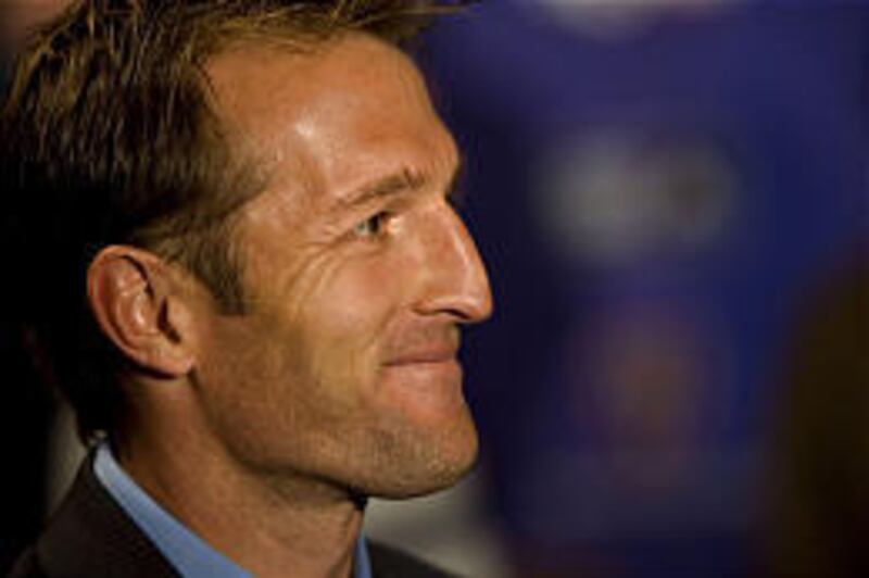 New Real Salt Lake Coach Jason Kreis talks to the media at the U. of U. Rice-Eccles Stadium today.