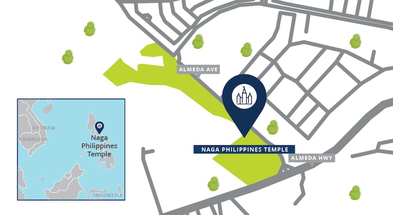 A site map of the Naga Philippines Temple.